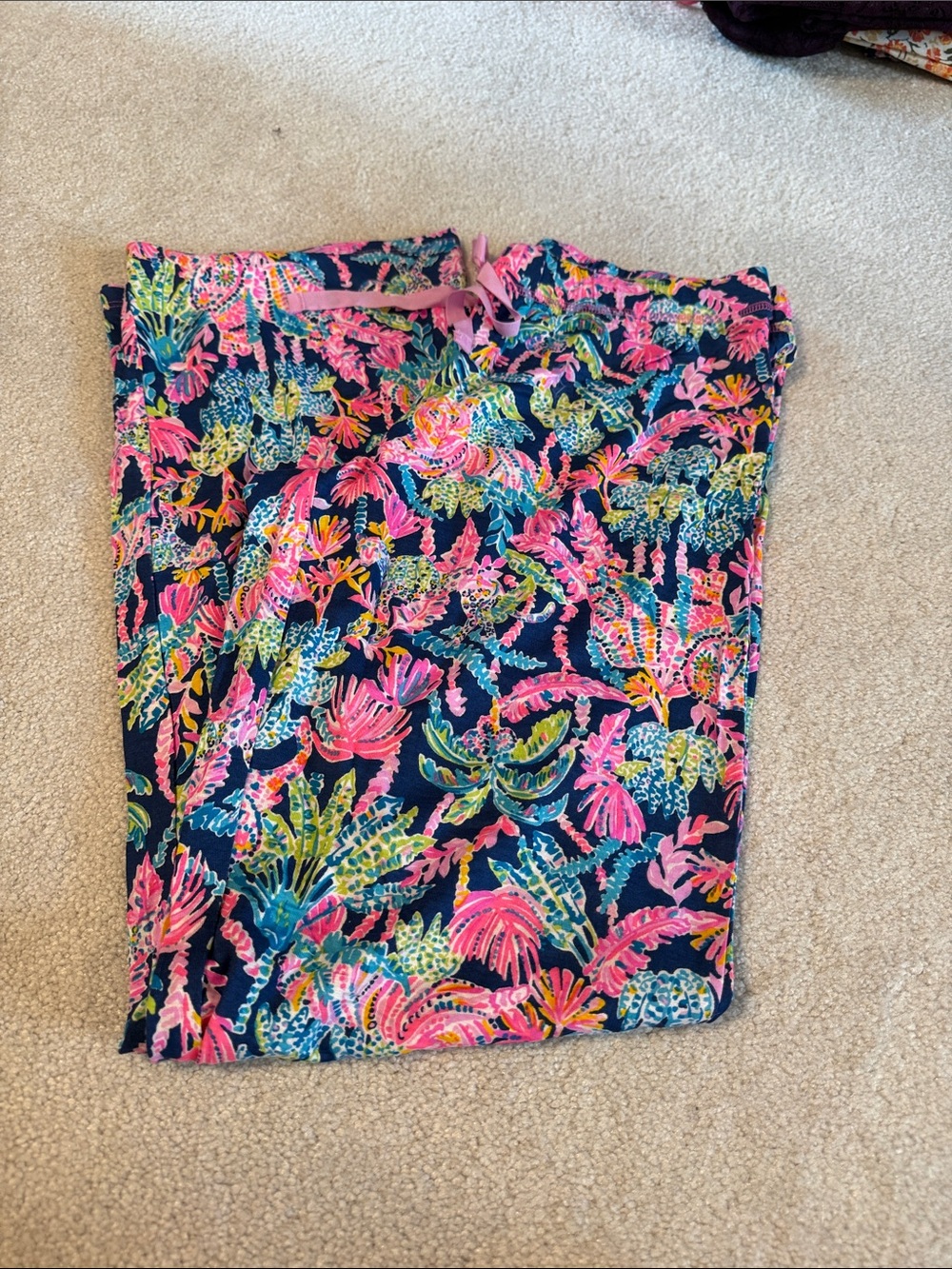 Lilly Pulitzer Navy Floral Drawstring Pajama Pants